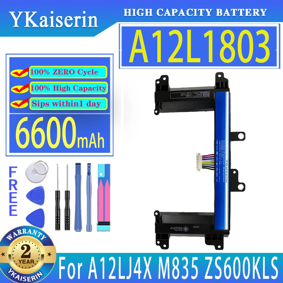 

Сменный аккумулятор ykaisin A12L1803 на 6600 мАч для ноутбука A12LJ4X M835 ZS600KLS 0B110-00560000 1ICR19/66-2