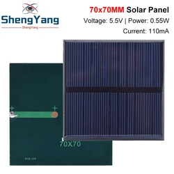 Compact 5.5V Polycrystalline Mini Solar Panel for DIY Projects and Chargers (2PCS)