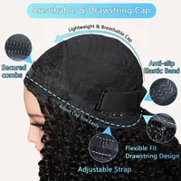 Perruque demi-tête 200% de densité, cheveux Remy, perruque à bandeau, sans lâcher de cheveux, perruques en cheveux humains bouclés, mise à niveau sans colle, clip 3 en 1, demi-perruques pour femmes 5