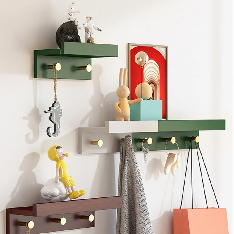 Wood Wall Coat Rack Multi-function Clothes Hanger Multiple Hooks Entrance Hall Coat Rack Morden Portable Storage Room Furniture