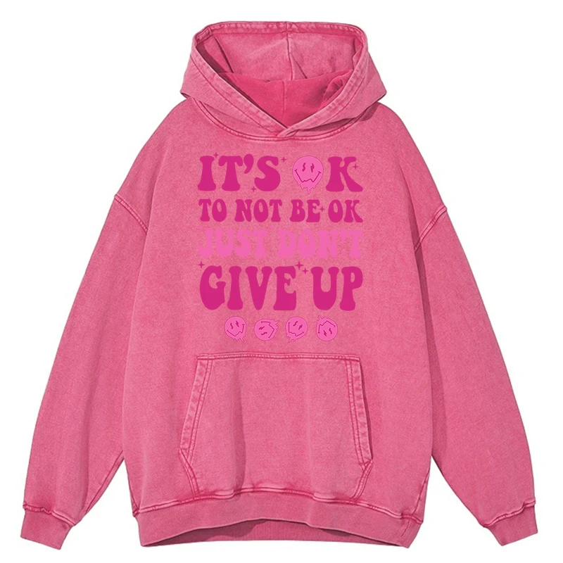 thumbnail image 1 of Sudadera con capucha retro desgastada It's Ok To Not Be Ok Just Don't Give Up para hombre, sudadera holgada, 100 % algodón, sudadera cálida para otoño, 1 of 4