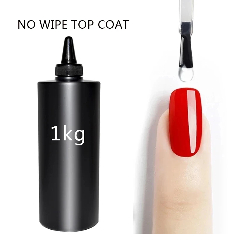 Gel Nail Polish Gel Nail Varnish MSHARE 500g/1kg Non Wipe Top Coat Gel Polish Without Sticky Layer Shinning Soak Off Nail Polish No Cleaning
