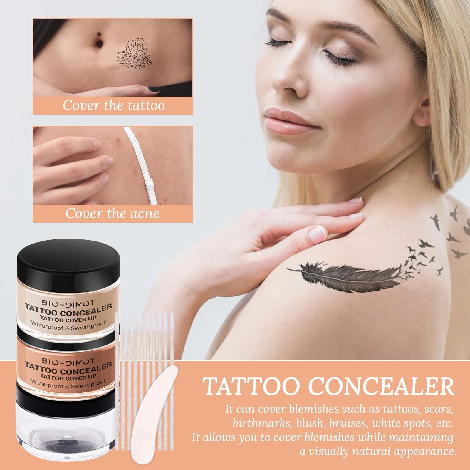 Waterproof Full Coverage Concealer Cream For Tattoos And Scars_voghion.com