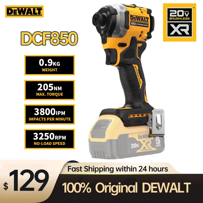DEWALT 20V Impact Driver DCF850 Cordless Electric Drill 205NM Brushless