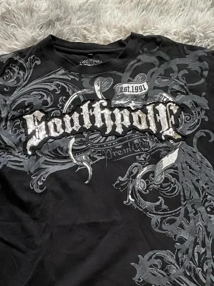 2000s High Street Shirts Y2K Mens Graphic Print Oversized T Shirt