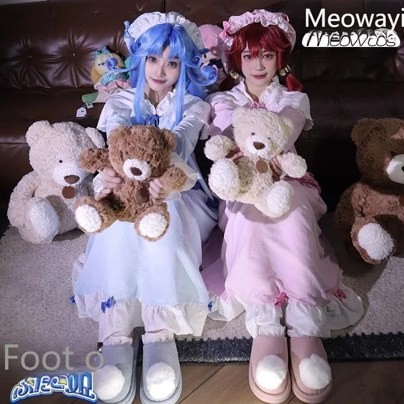 Mewaiyin Twin Stars Princess Cosplay Nightdress - Fine & Rein Anime Character Sleepwear for Convention Parties, Ready to Ship