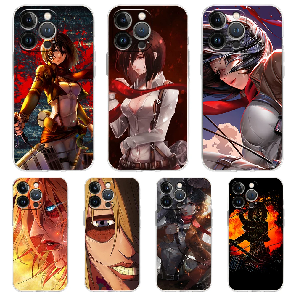 

Anime Attack On Titan Girl Phone Case for iPhone 15 14 13 12 Pro Max Transparent Soft for iPhone 11 Pro Max 7 8 Plus X XS Shell