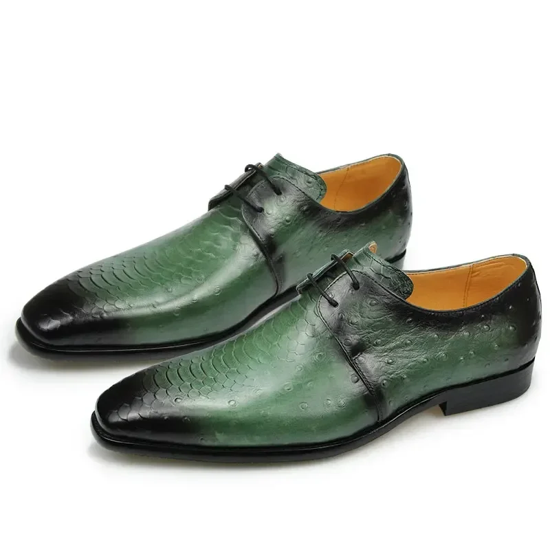 

Handmade Mens Oxford Shoes Green Leather Brogue Men's Dress Shoes Classic Business Formal Shoes for Men Zapatillas Hombre