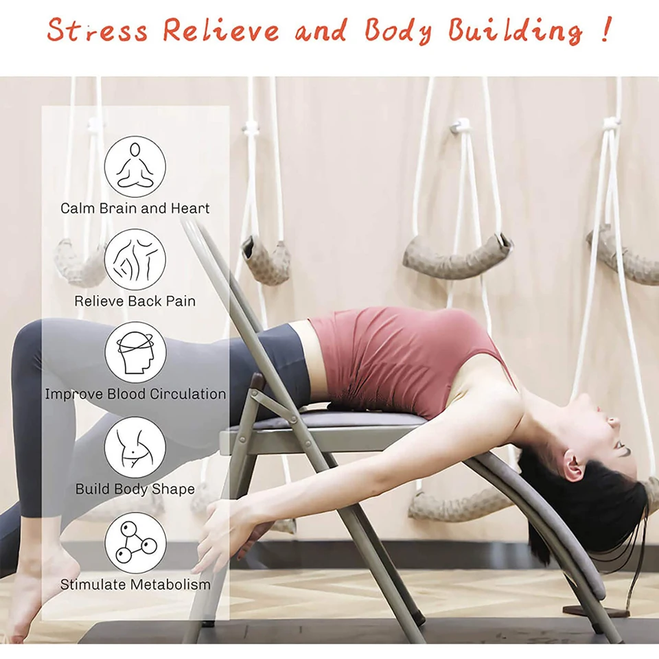 Yoga Inversion Chair With Lumbar Support - Foldable Handstand & Core Training Tool For Adults & Seniors