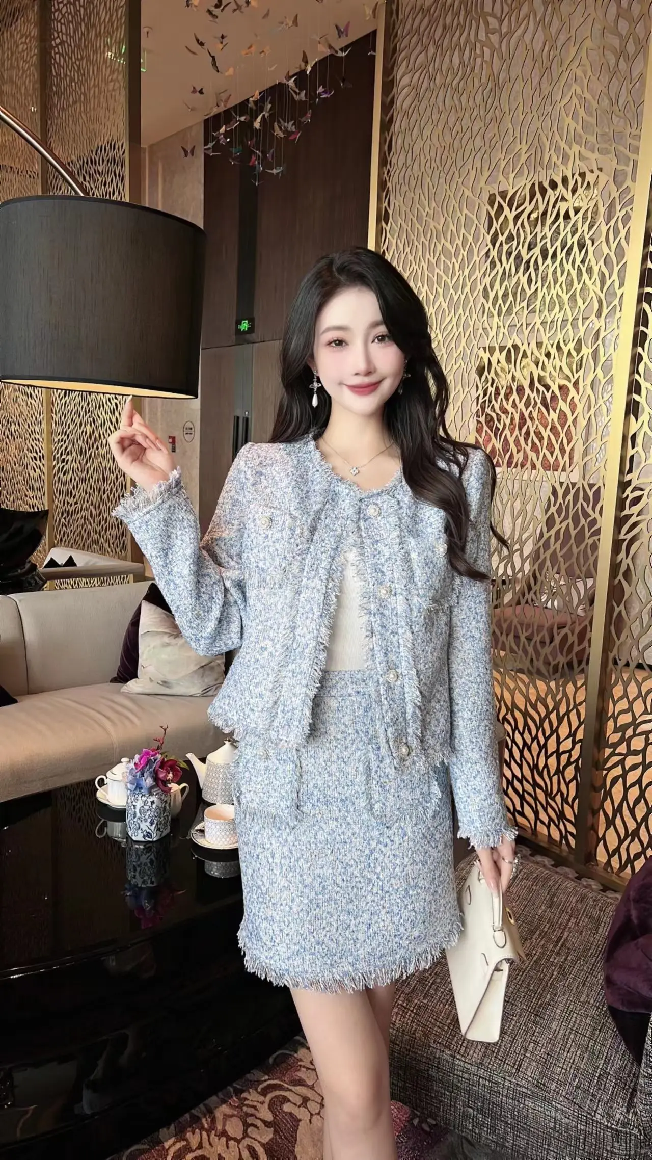 

2023 Autumn Winter Fashion New Women's Clothing Fashion Temperament Coat + Skirt Suit 1018
