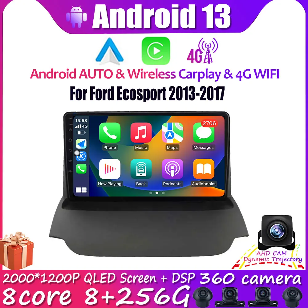 

9inch Android 13 For Ford Ecosport 2013-2017 DSP Car Radio Multimedia Player Navigation Bluetooth IPS Touch Screen RAM 4G Lte