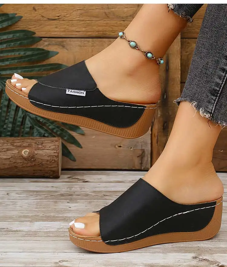 Damensandalen mit 5,5 cm Absatz für den Sommer, Damenschuhe, weiche Keilabsätze, Sandalias Mujer 2026, neue Schuhe, Sommerpantoffeln – Detail 10