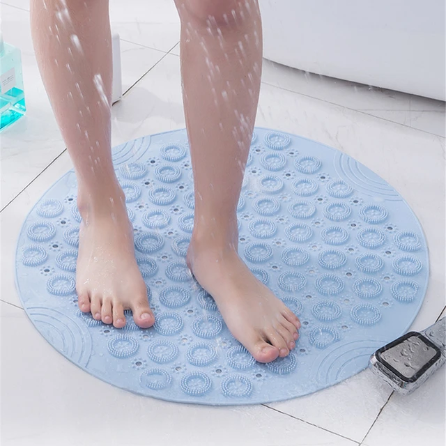 Alfombrilla de baño antideslizante con ventosa, alfombrilla redonda de PVC  con orificio de drenaje, alfombras de