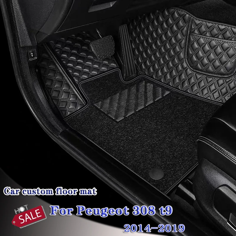

For Peugeot 308 t9 2019 2018 2017 2016 2015 2014 Car Floor Mats Leather Auto Foots Pads Covers Interior Accessories Styling
