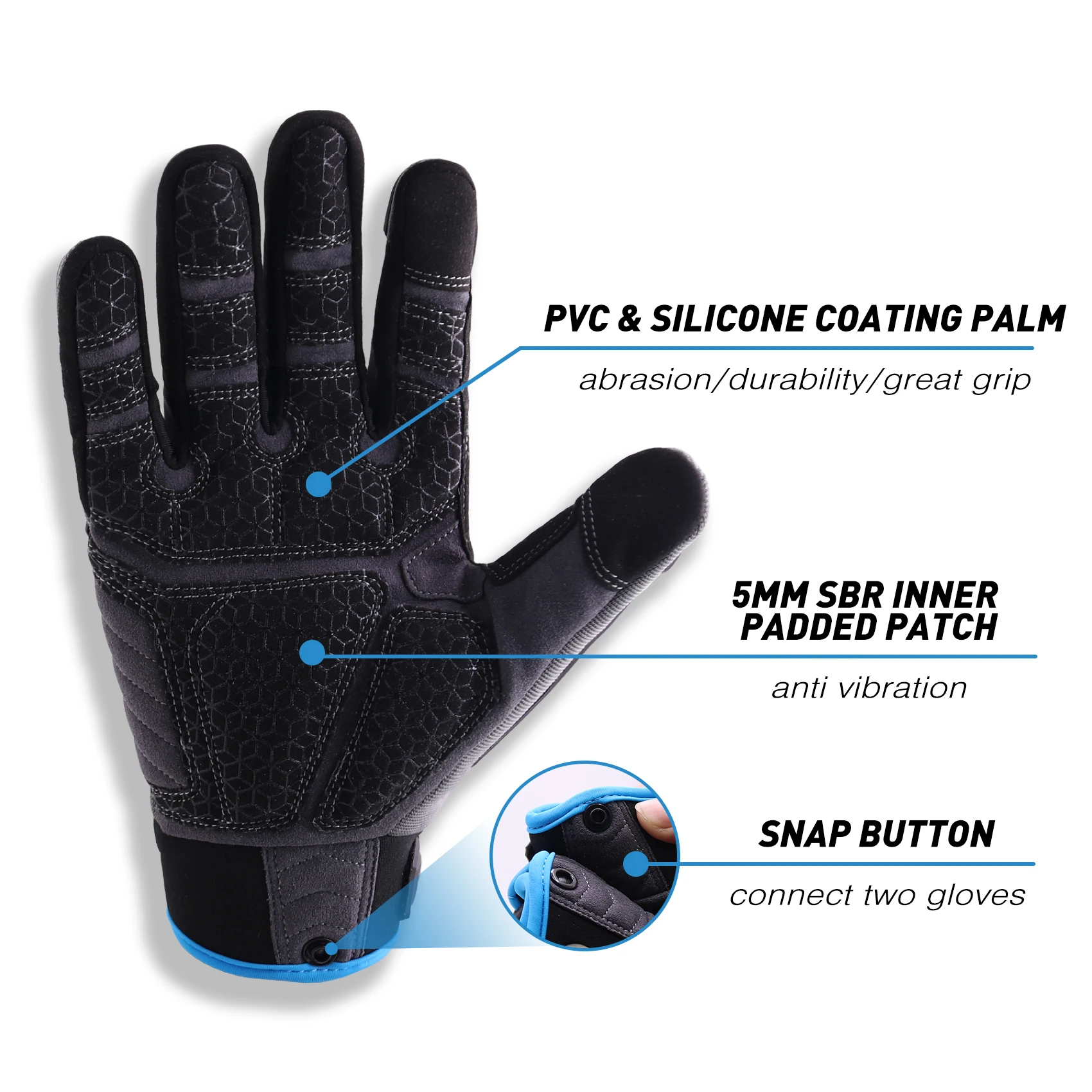HANDLANDY Heavy Duty Work Gloves SBR Padding TPR Protector Impact Gloves Anti Vibration Mechanic Gloves work gloves protective gloves