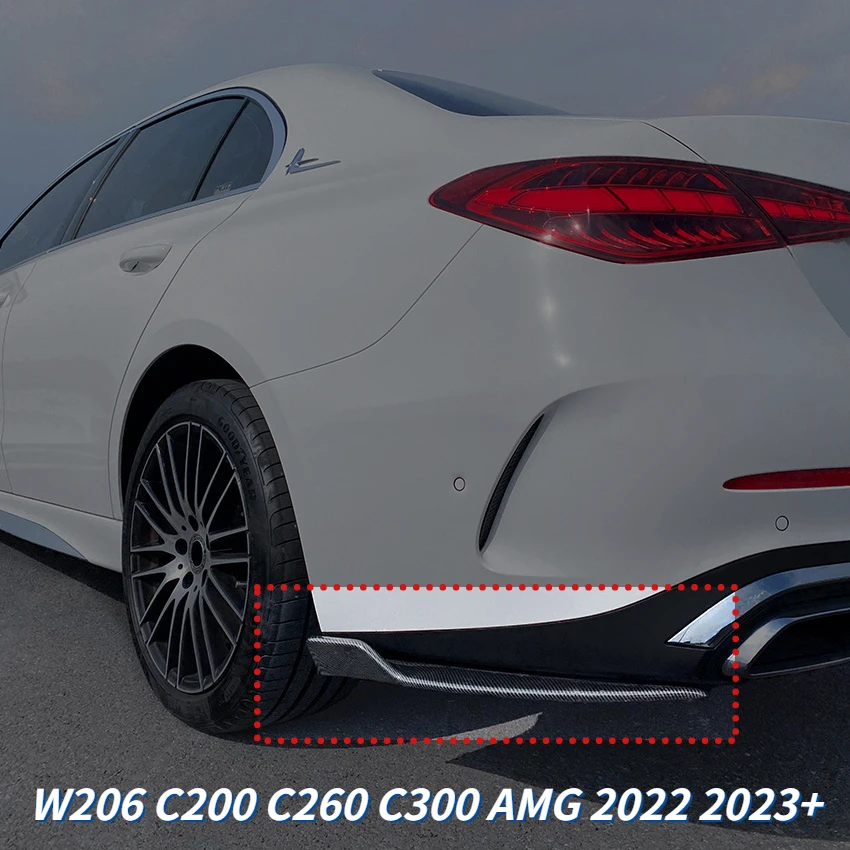 

For Mercedes Benz C Class W206 C200 C260 C300 AMG 2022 2023+ Car Rear Bumper Side Diffuser Splitter Spoiler Scratch Protector