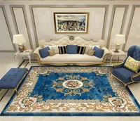 Blue European Luxury Pattern Carpets Room Decoration Living Room Area Rug Home Anti-slip Floor Mat Children Bedroom Carpet Large 2