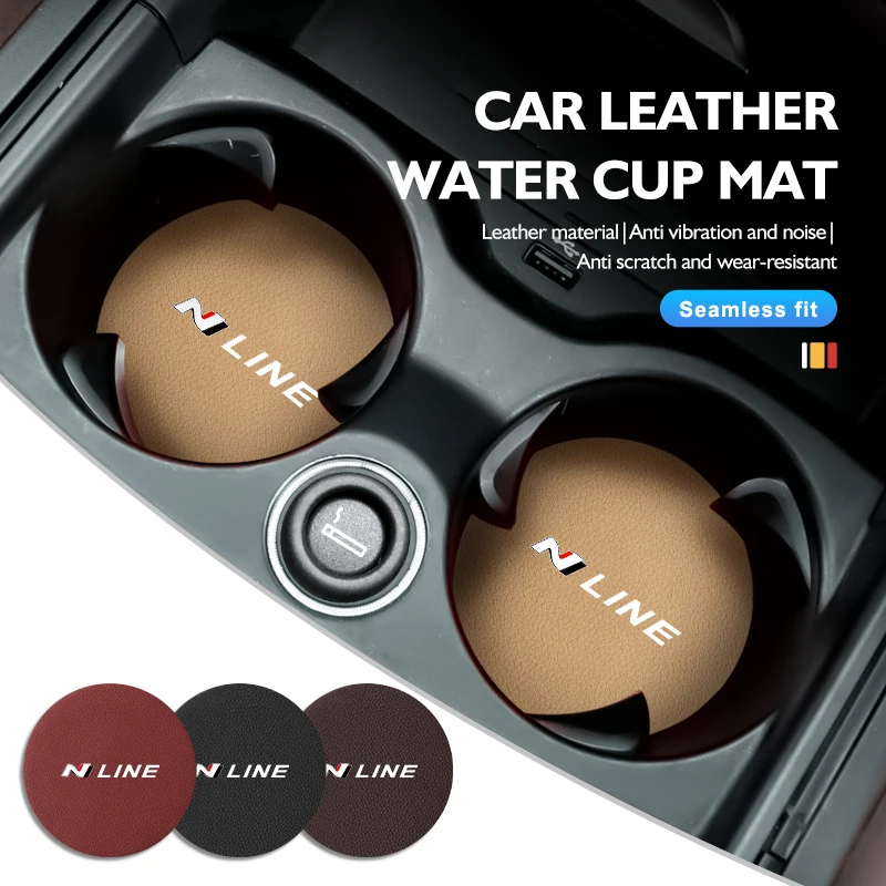Universal Car Coaster Anti-Slip Mats Water Cup Drink Pads For Hyundai N LINE i30 i20 Sonata Accent Tucson Elantra Azera