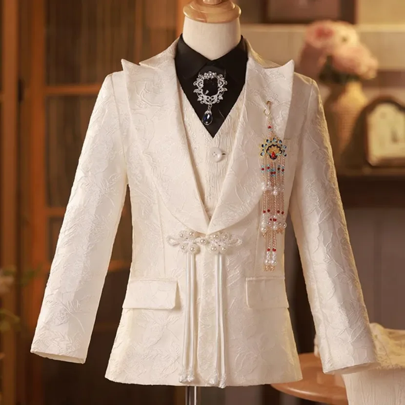 Kinder Host Performance Kostüm Anzug Kinder Hochzeit Geburtstag Taufe Formelle Party Abendkleid Junge Blazer Sets A3221