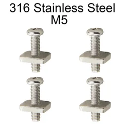 Stainless Steel Surfboard Longboard Fin Screw and Plate Set, 2 Pack (M5 316 4 Pieces)