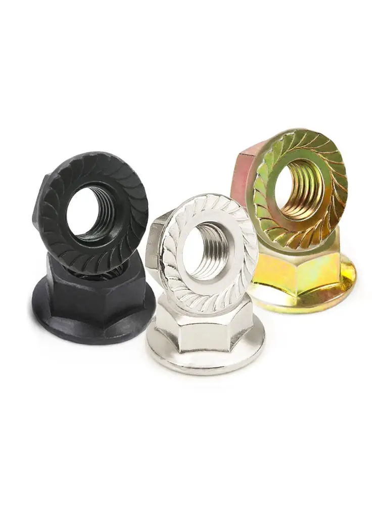 Hexagon Nuts Carbon Steel Flange Locking Nuts 5-100pcs