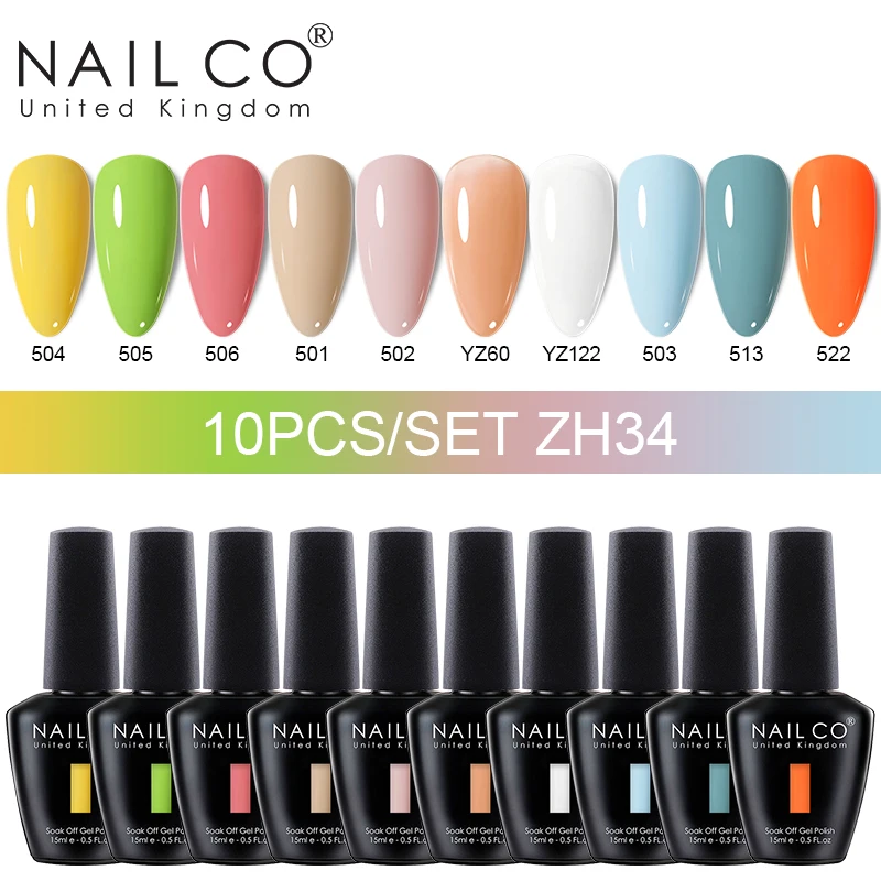 NAILCO 15ml 10pcs/Set Blue Colors Gel Nail Polish UV Gel Nail Polish Purple Nail Lakiery Esmalte Top Base Nail Art Design Vernis 5