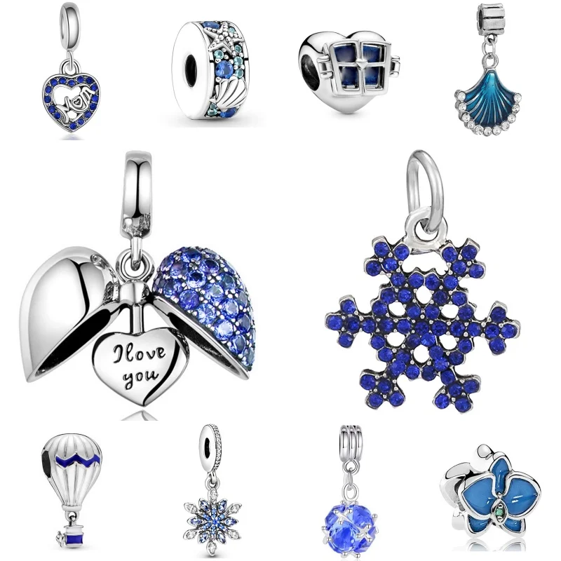 Multiple Styles Blue Bead String Mother Butterfly Envelope Crown Pendant DIY Jewelry Bracelet Necklace Keychain Accessories