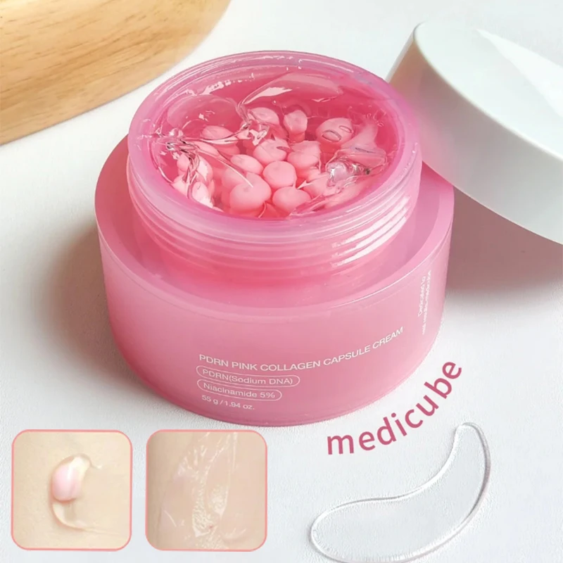 Korean PDRN Pink Collagen Capsule Cream with Niacinamide Cream for Uneven Skin Tone Lightweight Face Moisturizer Non Greasy care 1