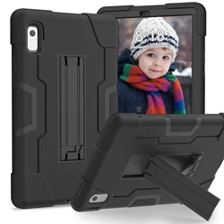 Shockproof Armor Case with Built - in Kickstand - 3 - in - 1 Protective Shell for M8 4thGen TB300FU XU (Black - Black)