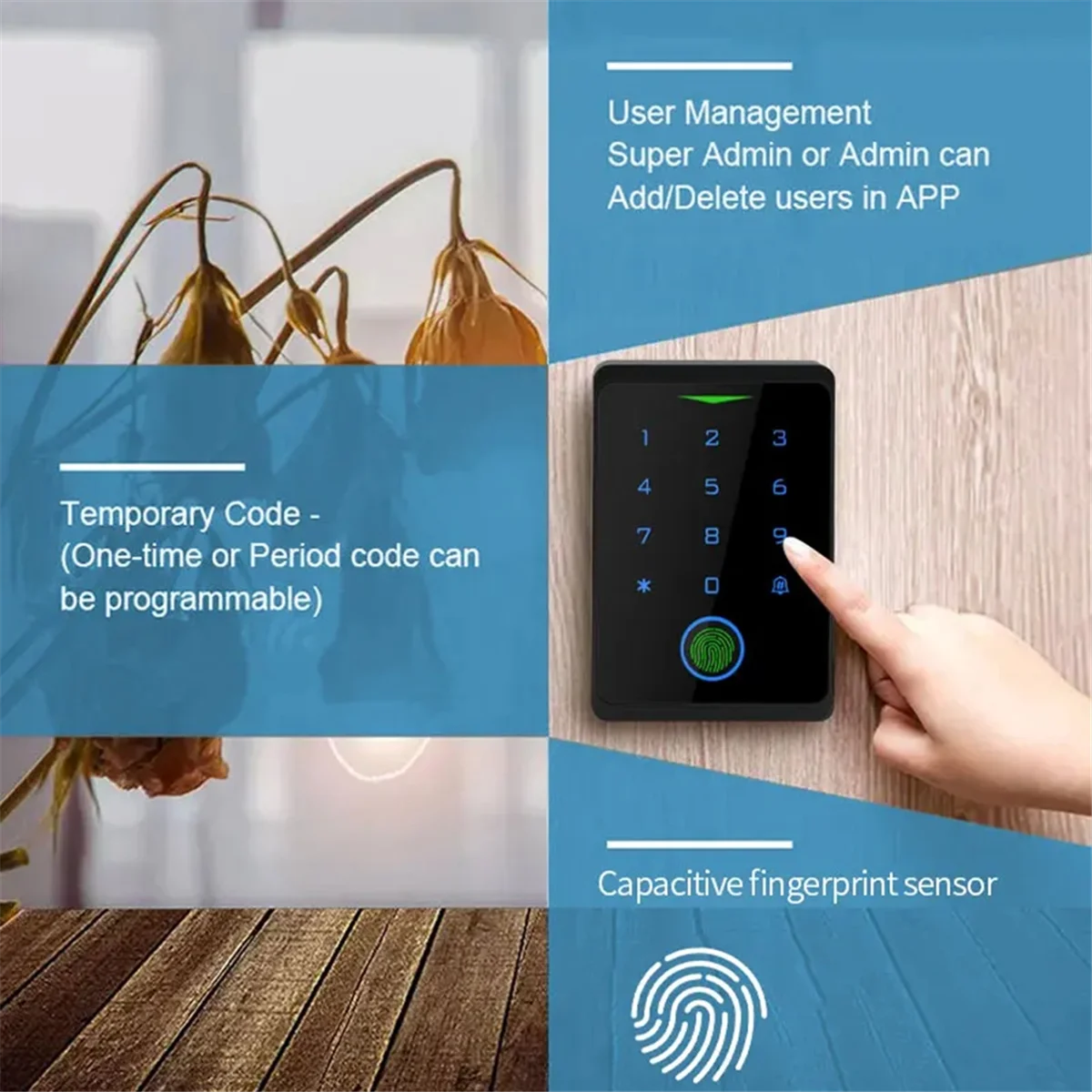 Y31A Tuya APP Door Lock IP66 Waterproof Keyless Biometric WIFI Access Control Standalone Keypad Fingerprint RFID