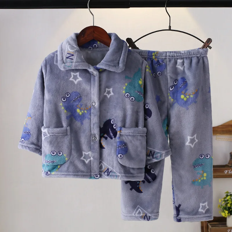 Thickened Flannel Kids Pajamas Set 3