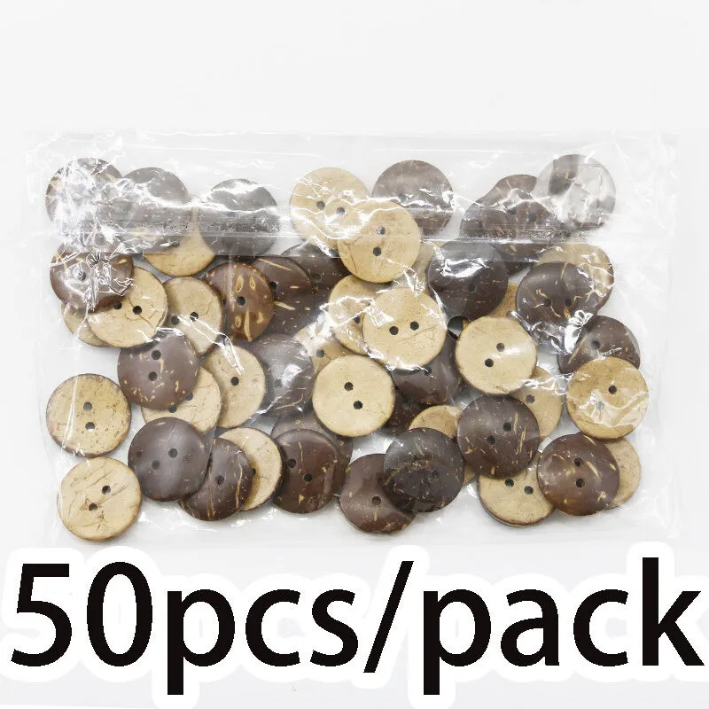 (50Pcs/pack)2cm 2-Hole Coconut Shell Pattern Circular Wooden Button Jeans Bags Use Buttons Garment Sewing Decorative DIY