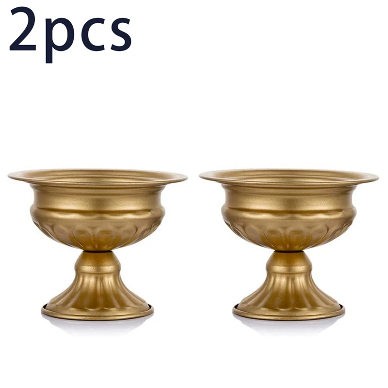 HOT SALE Metal Elegant Wedding Centerpieces Vase For Wedding Party Decoration,Trumpet Vase For Anniversary Ceremony(Golden,4 PCS 2