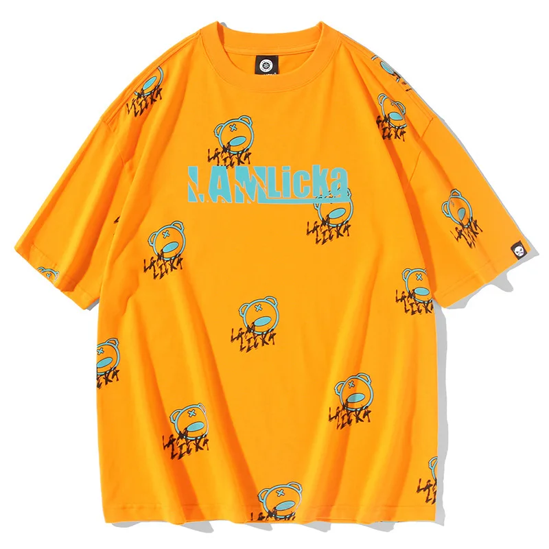 

2022 Summer Men‘s T-Shirt Cotton Round Neck Tops Couple Loose Casual Short Sleeve Clothing Hiphop Style Tee Shirt Oversized 3XL