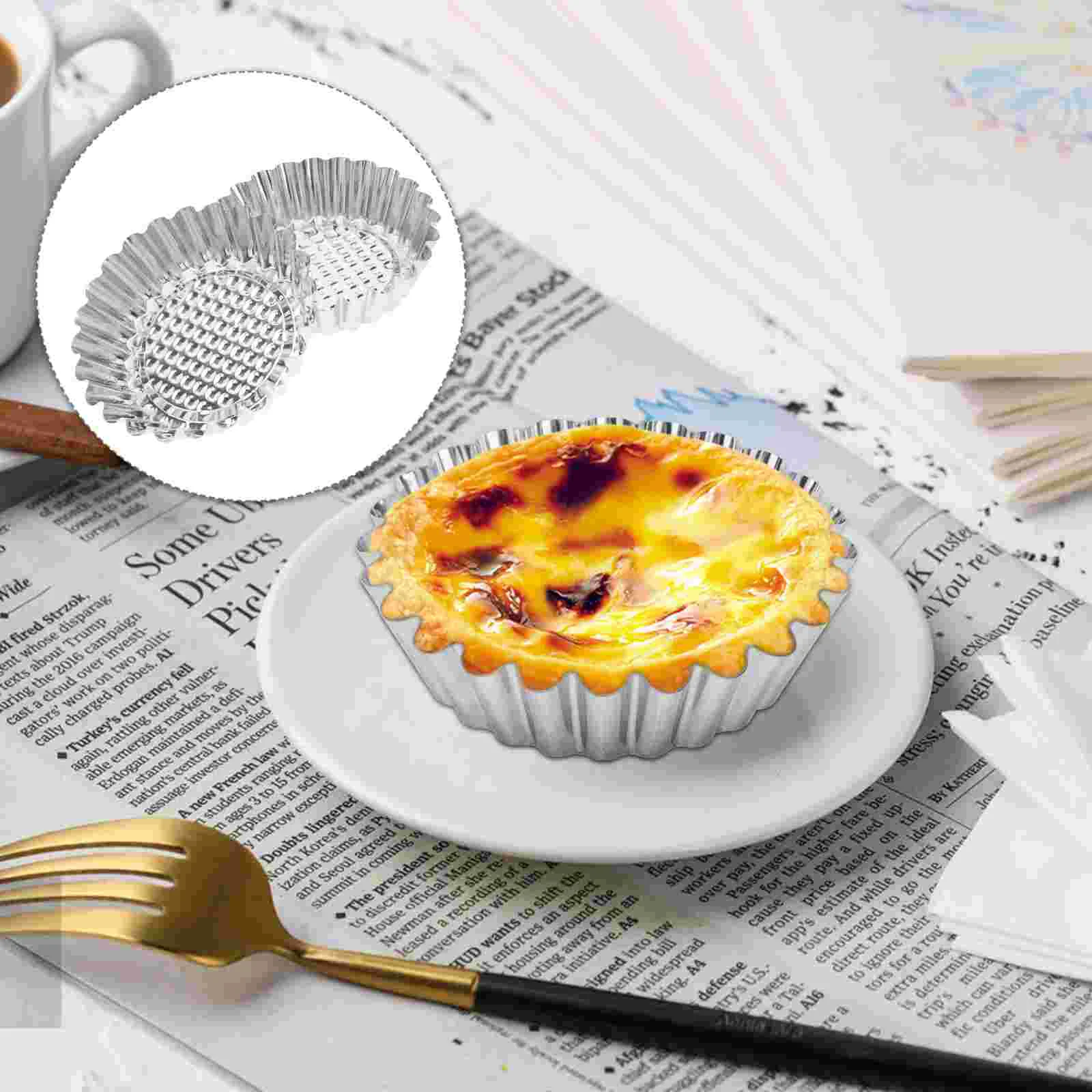 

Stainless Steel Round Lace Egg Tart Molds Reusable Tartlet Moulds Baking Cup