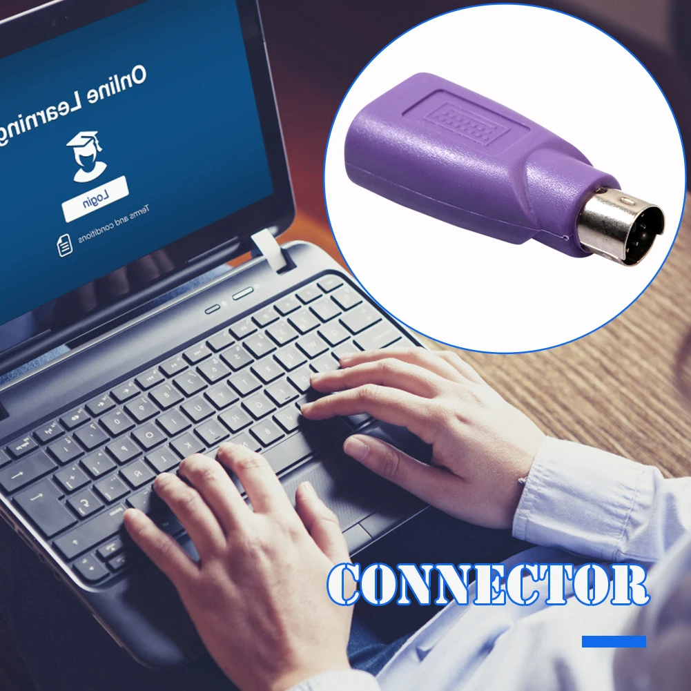 2/5pcs PS2 남성-USB 여성 변환기 보라색 연결 장치 컴퓨터 마우스 키보드 어댑터 컴퓨터 액세서리