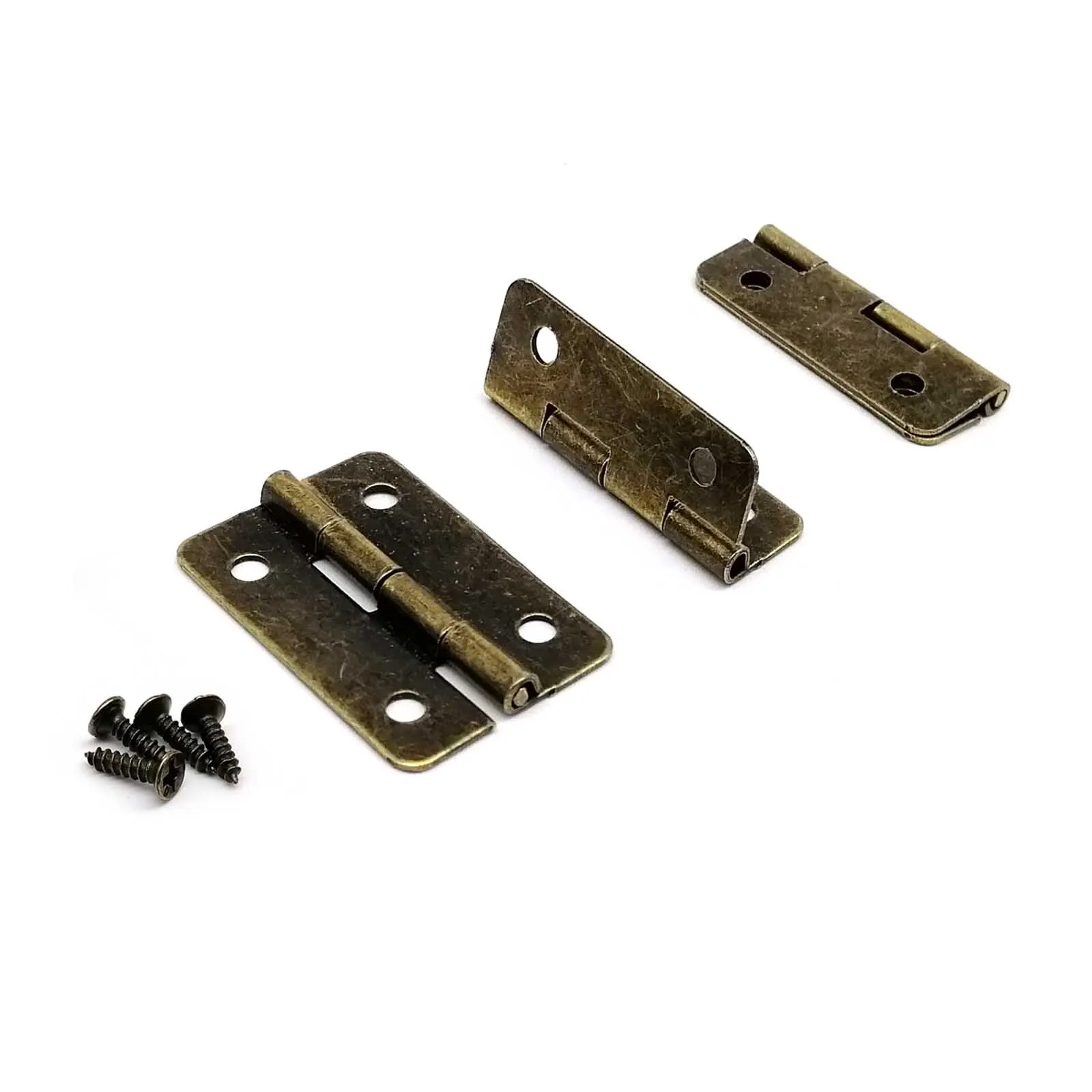 Wooden Box Hinge 12pcs Wooden Box Hinge with Screw for Jewelry Chest Gift Wine Music Case Dollhouse Cabinet Door Antique Brass Bronze 21x30mm