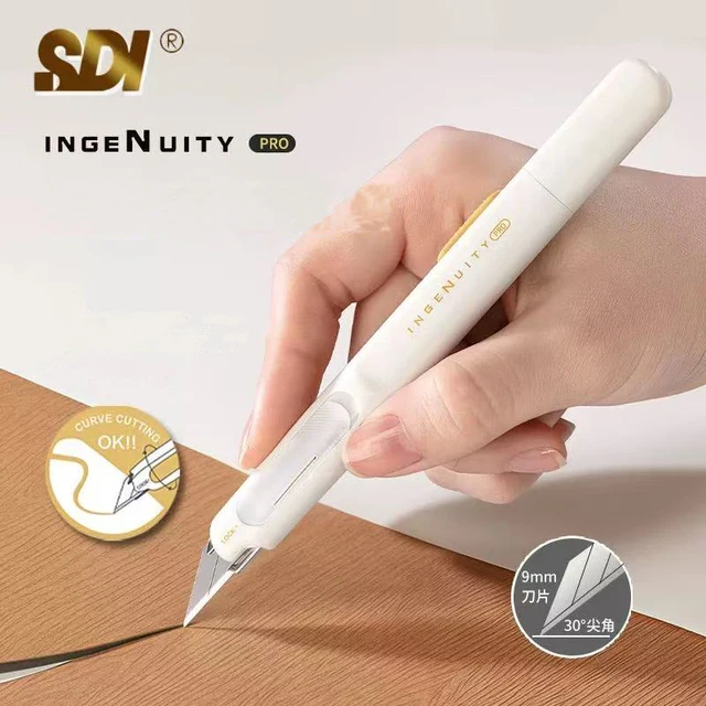 SDI 0444C Art Utility Knife ,30 Degree Anti Shake Precision Cutter 9mm Black Bldes Auto-Lock Design Professional Stationery Supp 1
