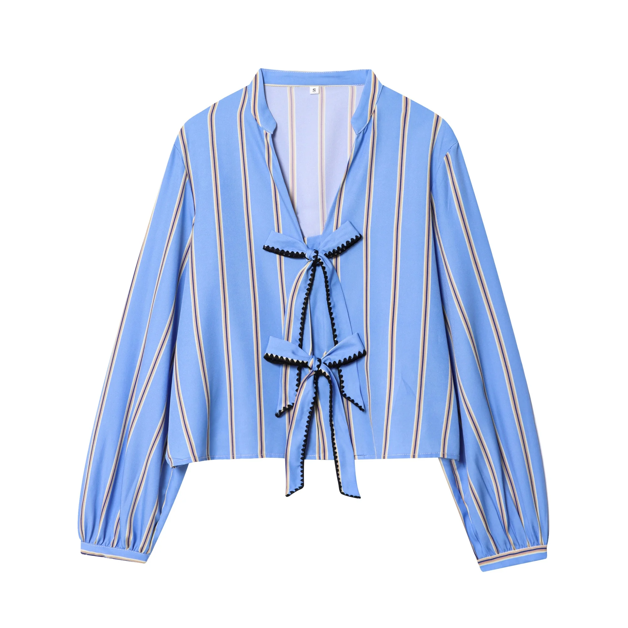 Women Butterfly Lace-Up Blouses 2025 Spring And Autumn New Women's  Bow Shirt Woman Long Sleeve Blouse French Sweetness Blouses