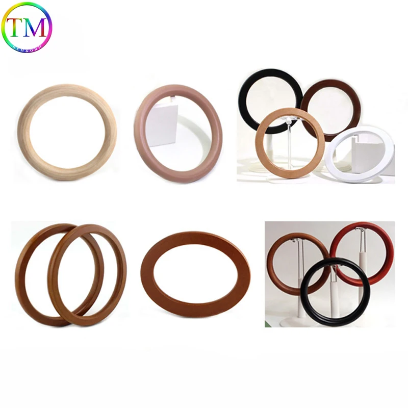 

O Ring Bag Handles DIY Wood Replacement Handbag Tote Handles Purse Bags Straps Wooden Bag Handle Round Handcrafted Accessories