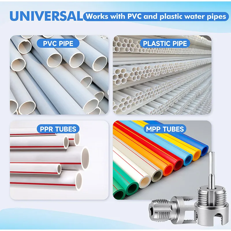 3-teiliges Gewindeschneidwerkzeug-Set für Innen- und Außenrohre, 1/2'' 3/4'' 1'' PVC-Kunststoffrohr-Gewindeschneider-Set, Bohrmaschinen-kompatibles Gewindeschneidwerkzeug – Detail 5