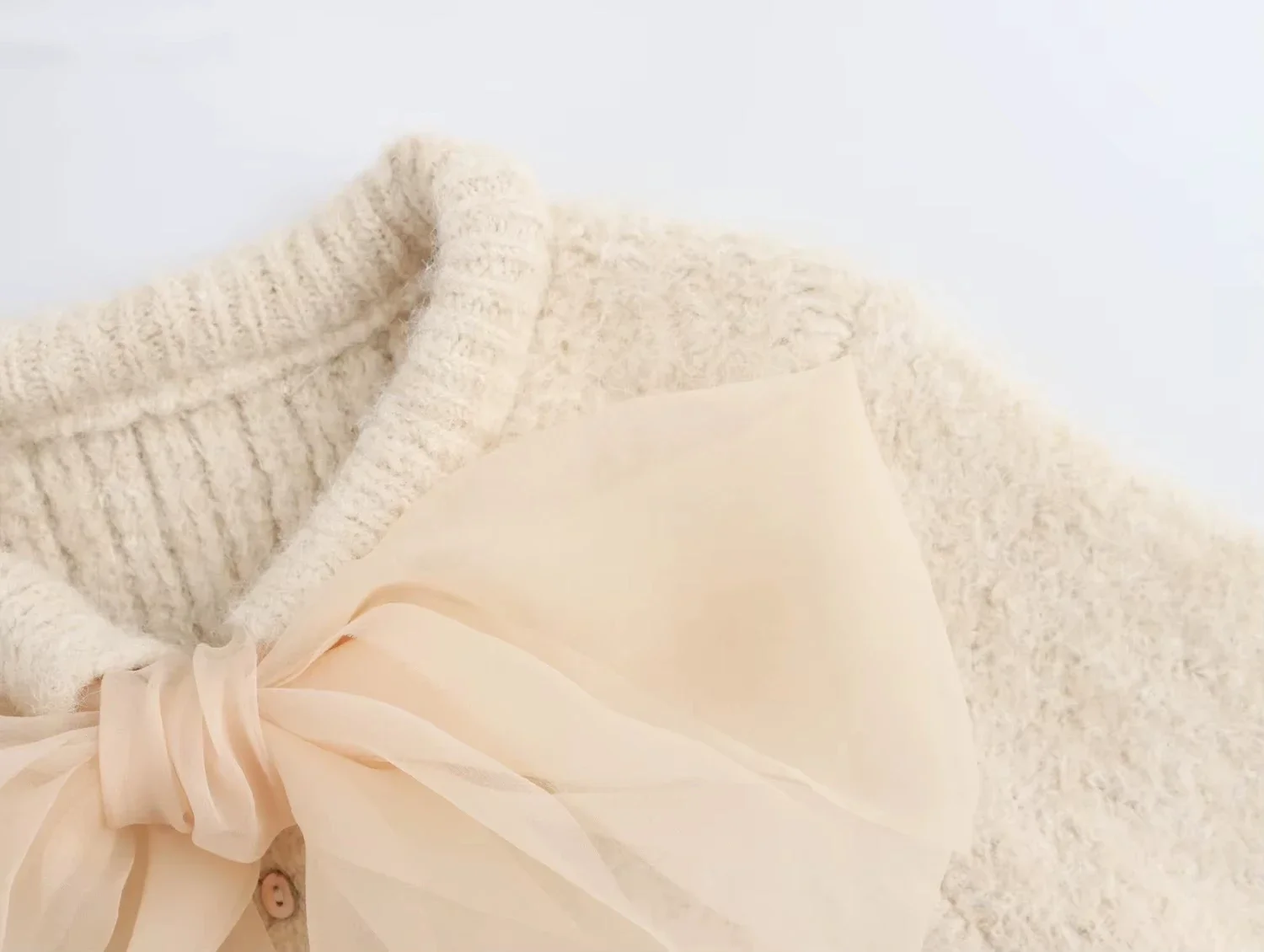 Mohair Knitted Short Sleeve Cardigan Women Lace Bow Single Breasted O-neck Slim Sweater Autumn Winter Fashion Lady Knitwear