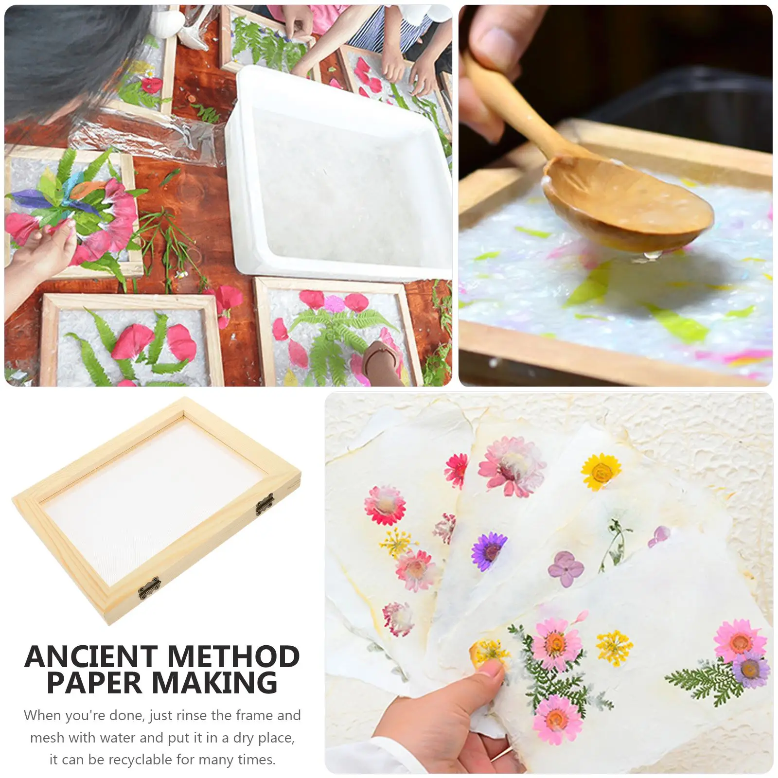 Paper Making Frame Screen Diy Wooden Mould Papermaking Craft Deckle  Printing Toys Handmade Kit Kids Mold Tools Package Flower - AliExpress