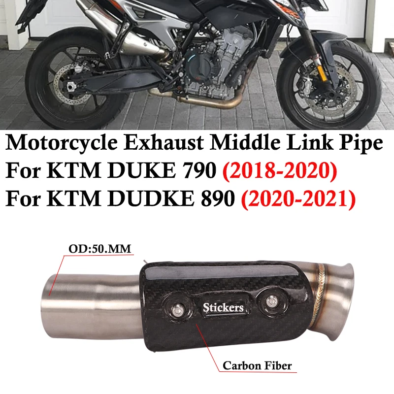 

Для выхлопных систем мотоциклов KTM Duke790 Duke890 Duke 790 890 2018 - 2021 Espace, Обложка из углеродного волокна, средняя Соединительная труба 51 мм Mufller