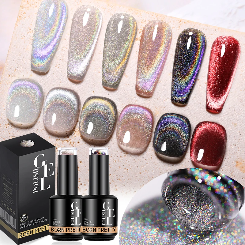 BORN PRETTY Cat Eye Gel Nail Polish 3D Magnetic Gel Soak Off UV