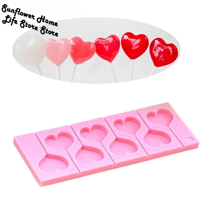 

8-Heart Shaped Lollipop 2.7cm Silicone Mold Gum Paste Chocolate Ornamental Fondant Mould Cake Decoration Tools Molds Silicone