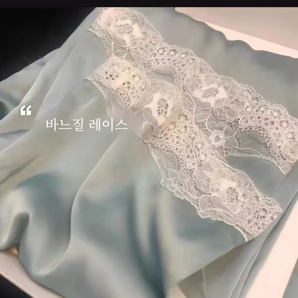 용수철 심플한 하이엔드 느낌 실크 파자마 세트, 스타일리시 홈웨어 2 종 세트, 틱톡에서 인기, 가을