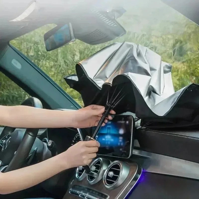 Car parasol front block sun protection heat insulation glass car window sunshade telescopic car full cover mobile sunshade