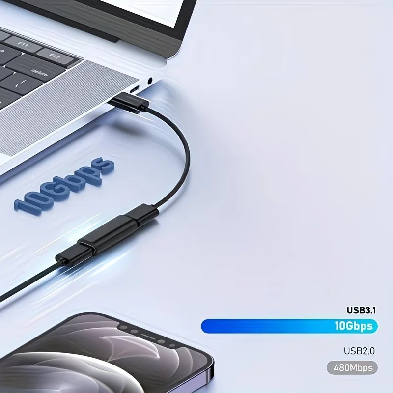 Enhanced USB-C Extension Cable Set - 6-Pack, 10Gbps High-Speed Data Transfer & 60W Fast Charging, Male to Male/Female Connectivity, Durable Design