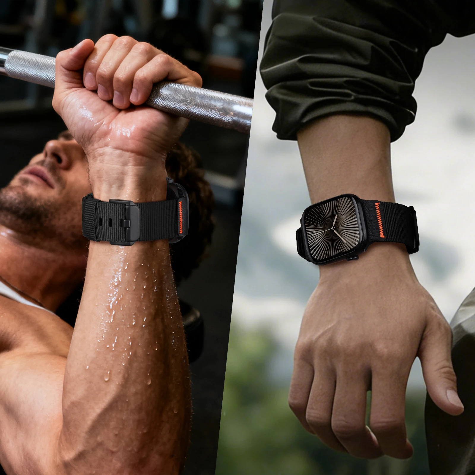 รูปสินค้า สายรัดข้อมือไนลอนสำหรับ Apple Watch ขนาด 49 มม. 46 มม. 45 มม. 44 มม. 42 มม.